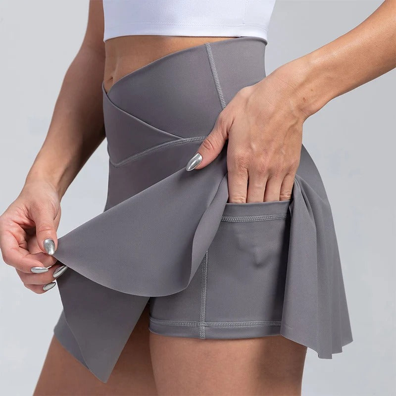 Women's High Waisted Pleated Tennis Golf Skorts - Moisture - Wicking, Pockets & Flowy Hem